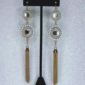 Crystal and Gold chain tassel earrings